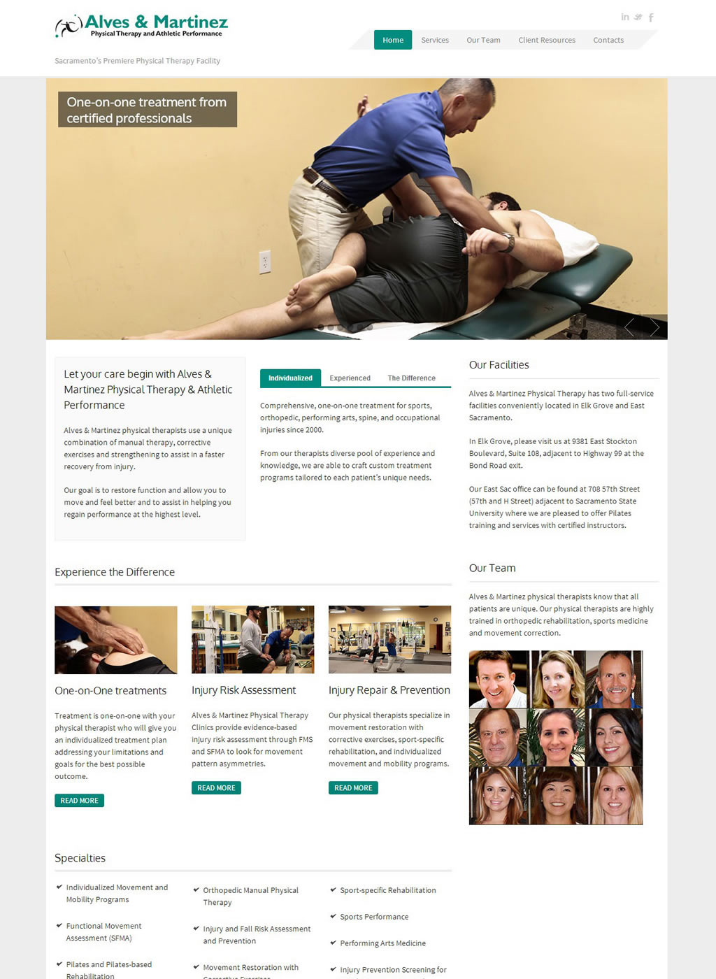 Home page for Alves and Martinez Physical Therapy