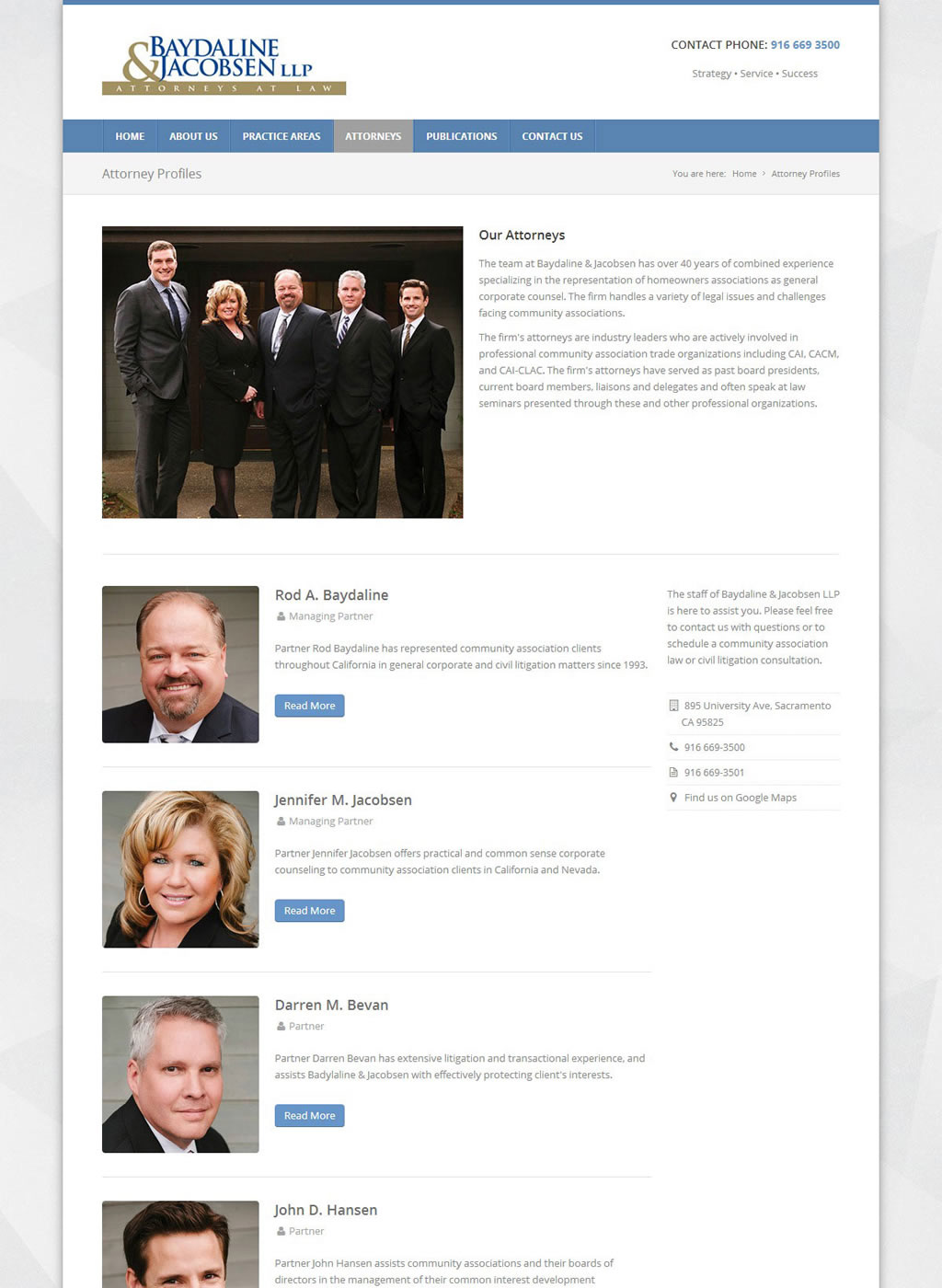 Attorneys page of Baydaline & Jacobsen, LLP