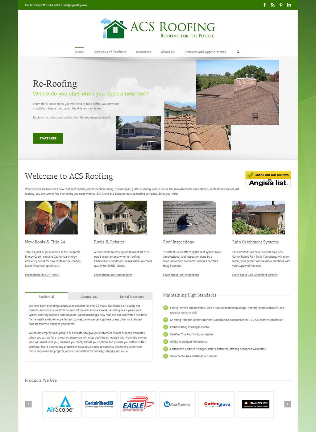 Home page of ACS Roofing
