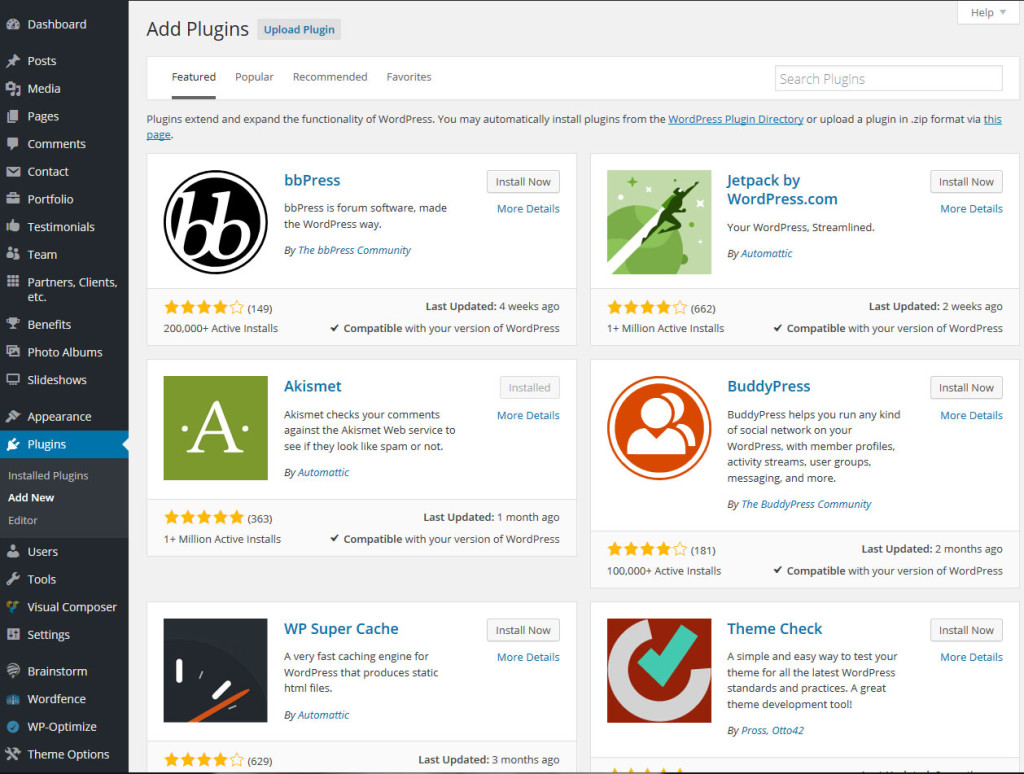 WordPress Plugins Dashboard