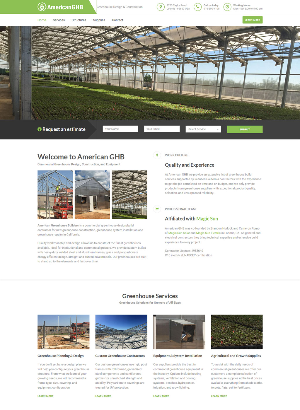 Industrial and Commercial Greenhouse Suppliers for California