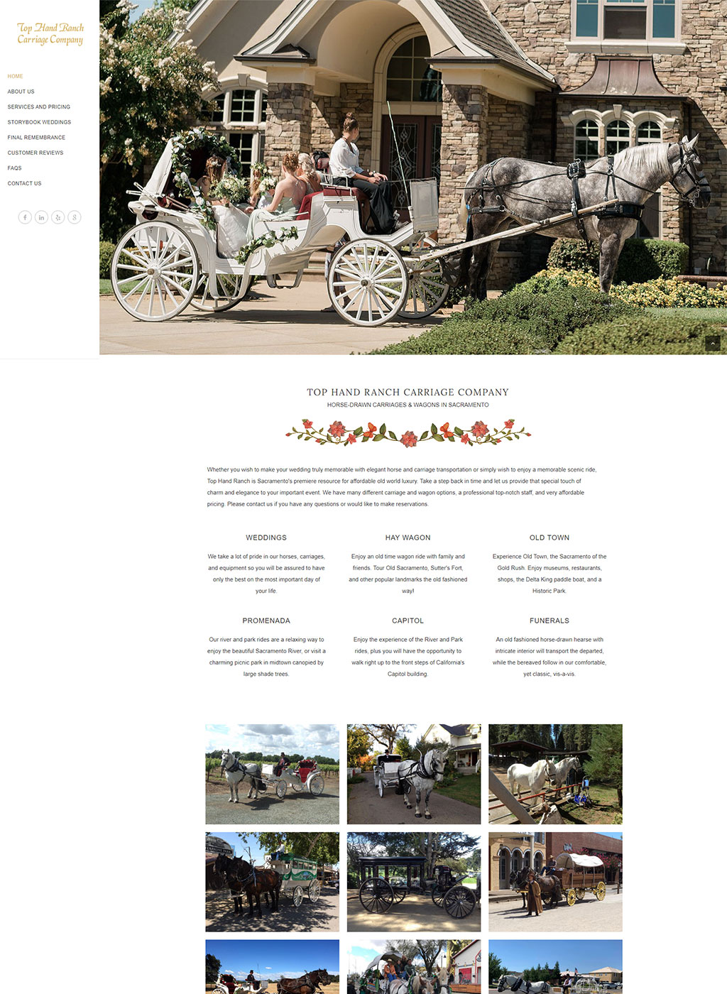 Website developed for Top Hand Ranch Carriage Company