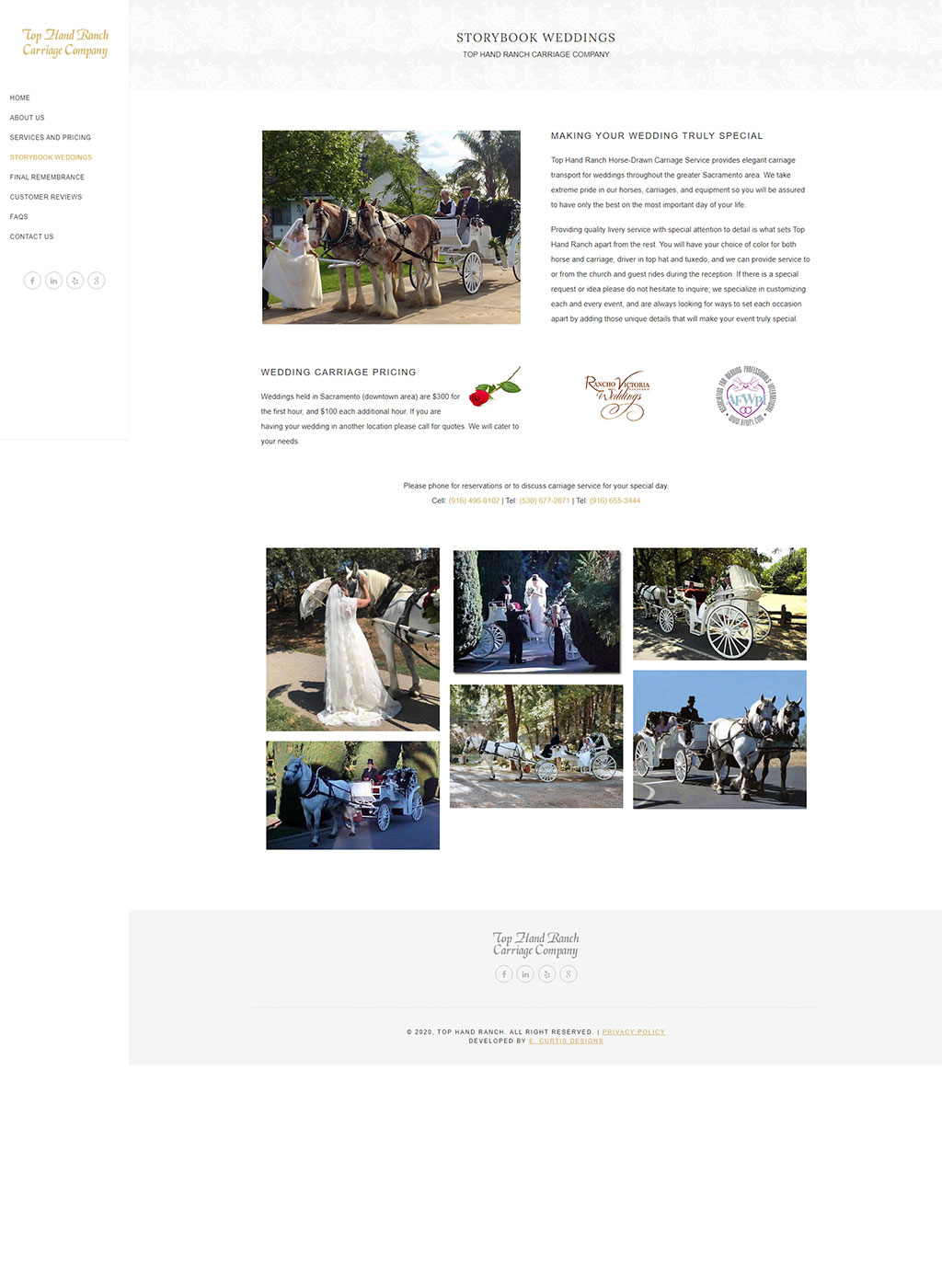 Website developed for Top Hand Ranch Carriage Company