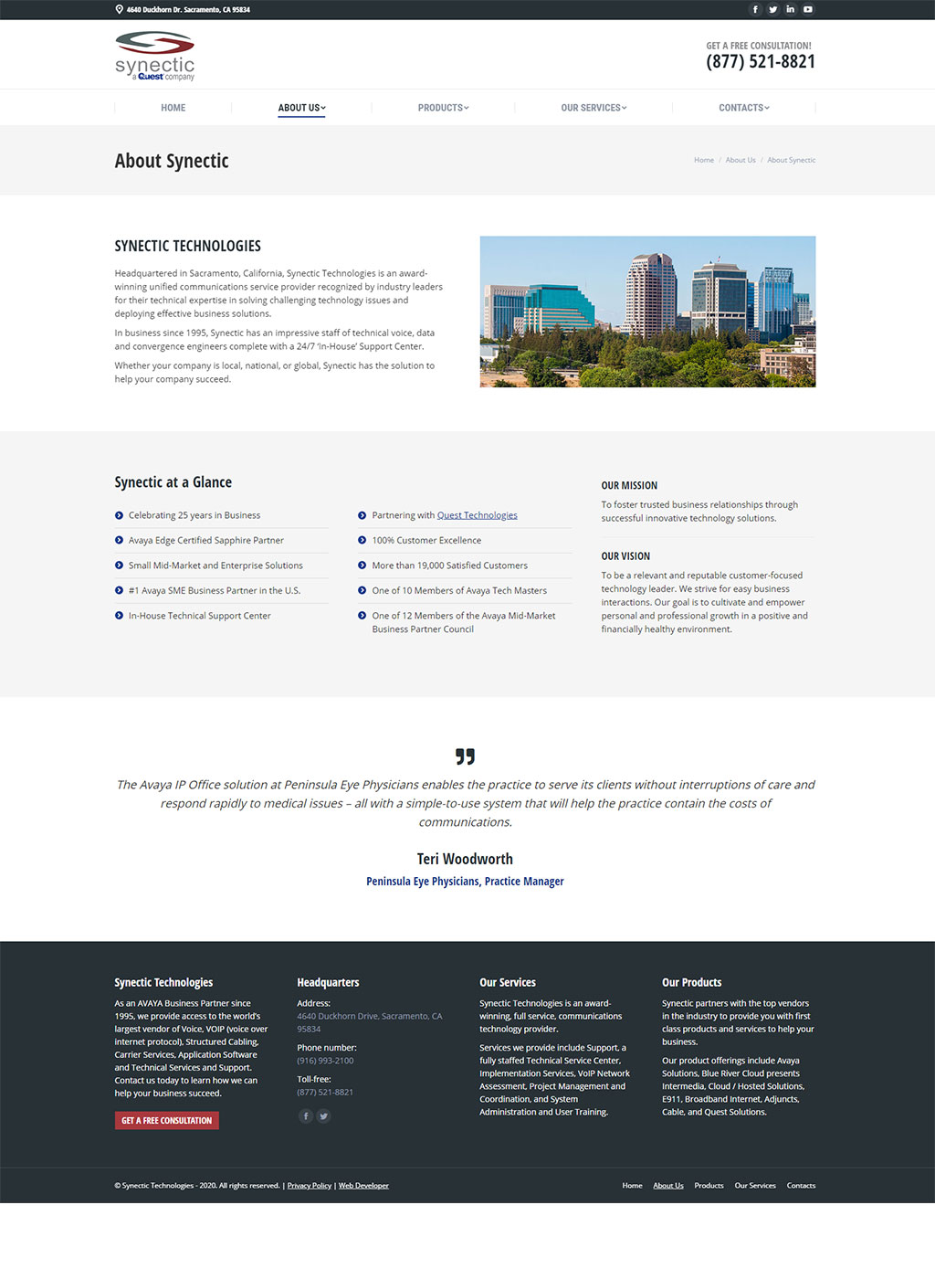 Website developed for Synectic Technologies