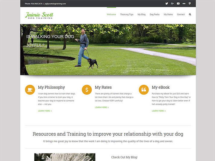 Web development for Jamie Scott Dog Training