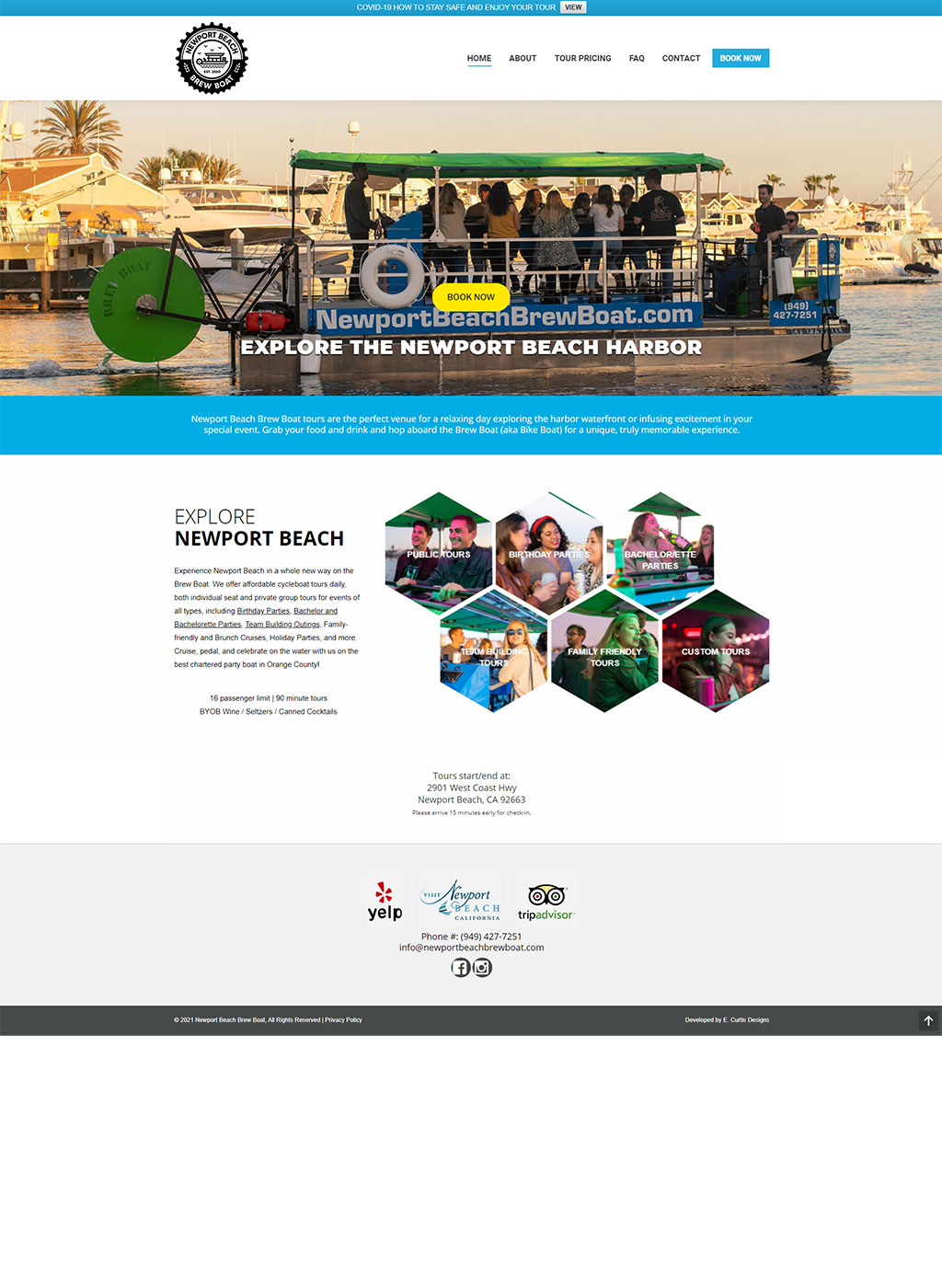 Web development for Newport Beach Brew Boat