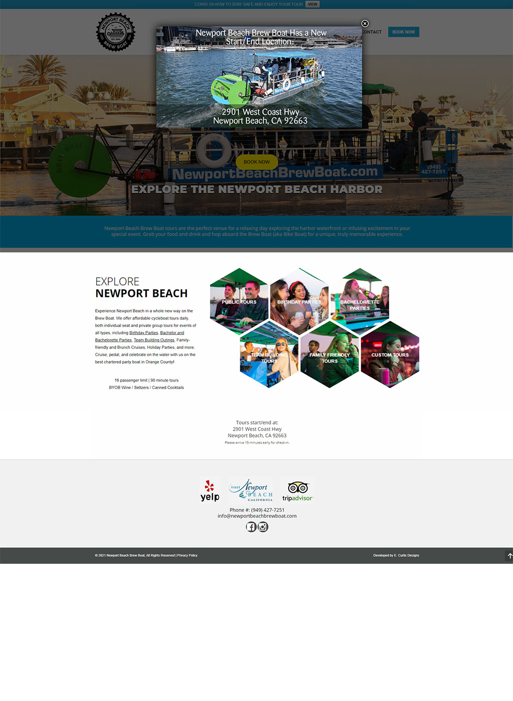 Web development for Newport Beach Brew Boat