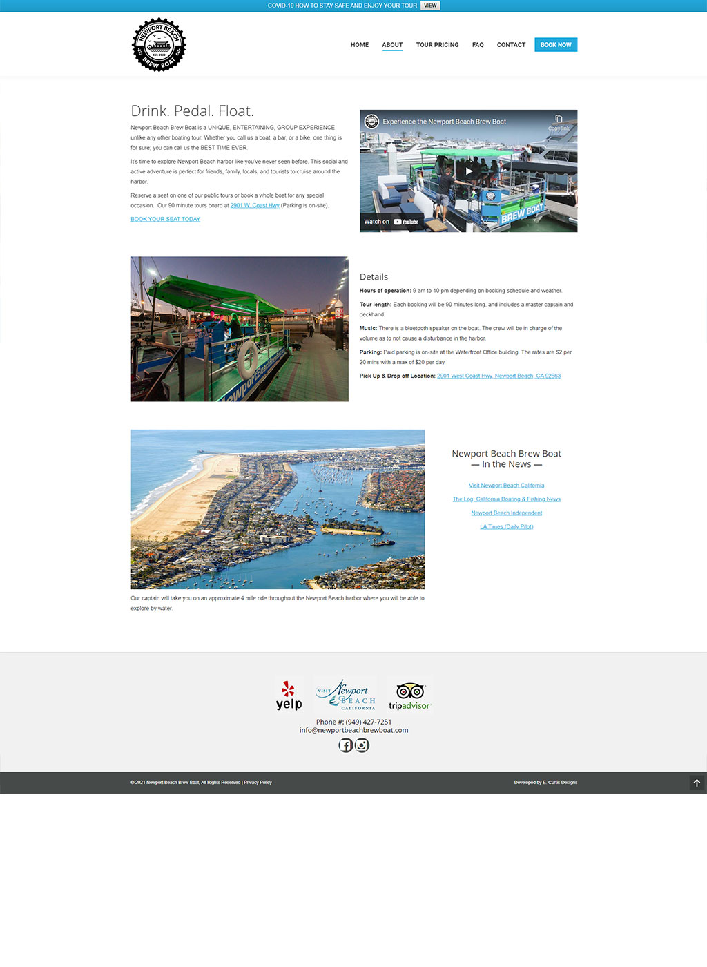 Web development for Newport Beach Brew Boat