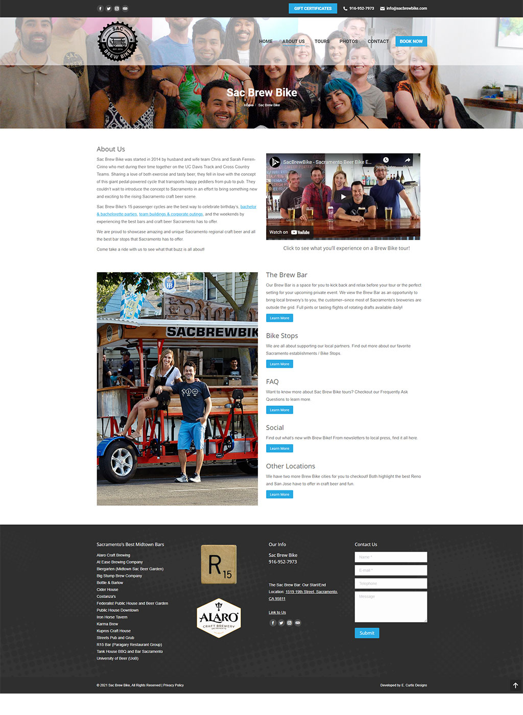 Website developed for Sac Brew Bike