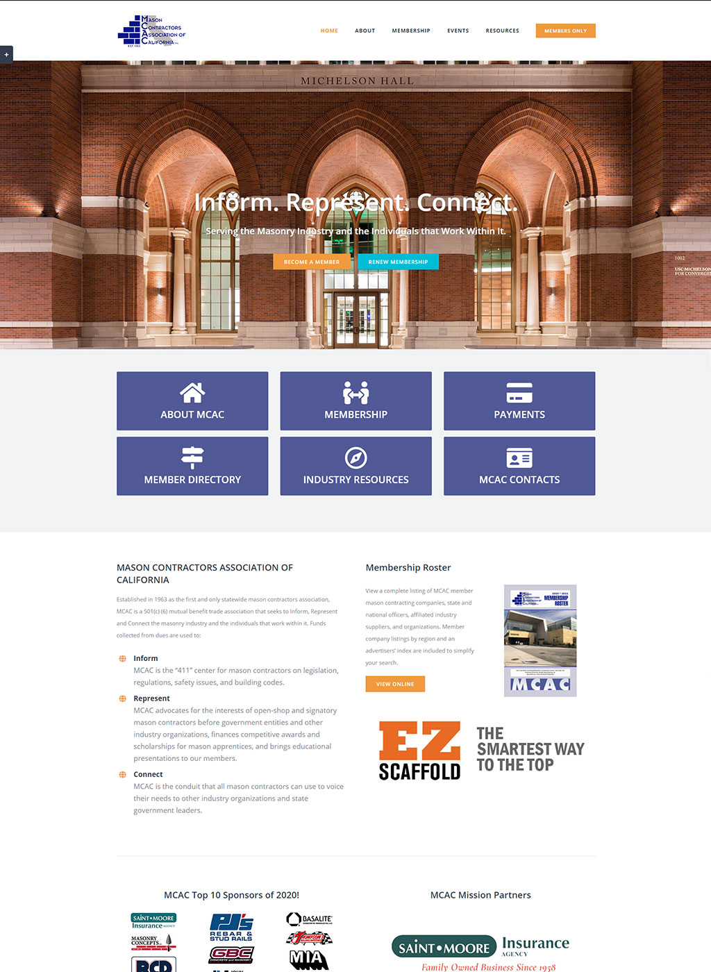 Website developed for the Mason Contractors Association of California