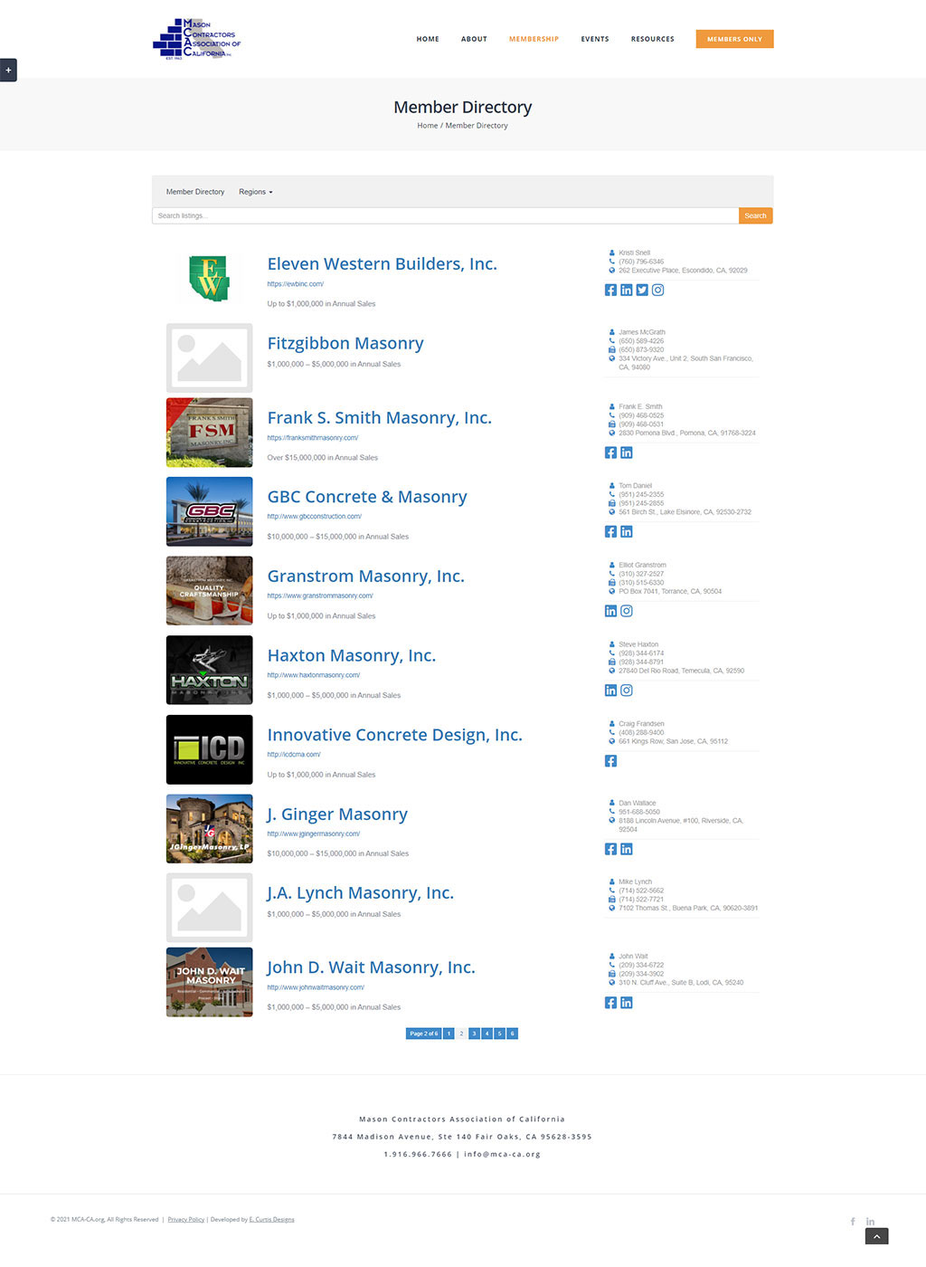 Website developed for the Mason Contractors Association of California