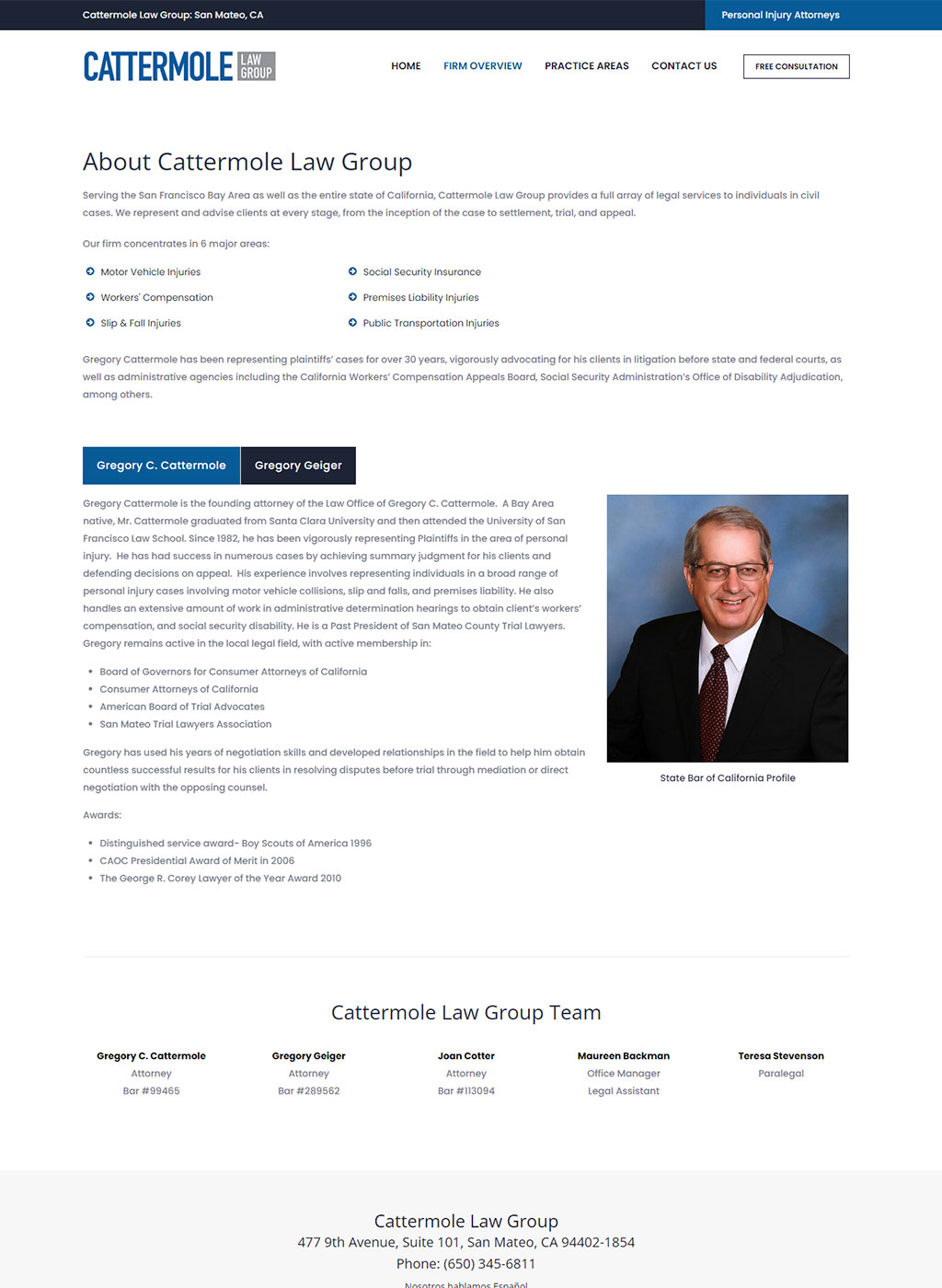 Web development for Cattermole Law Group