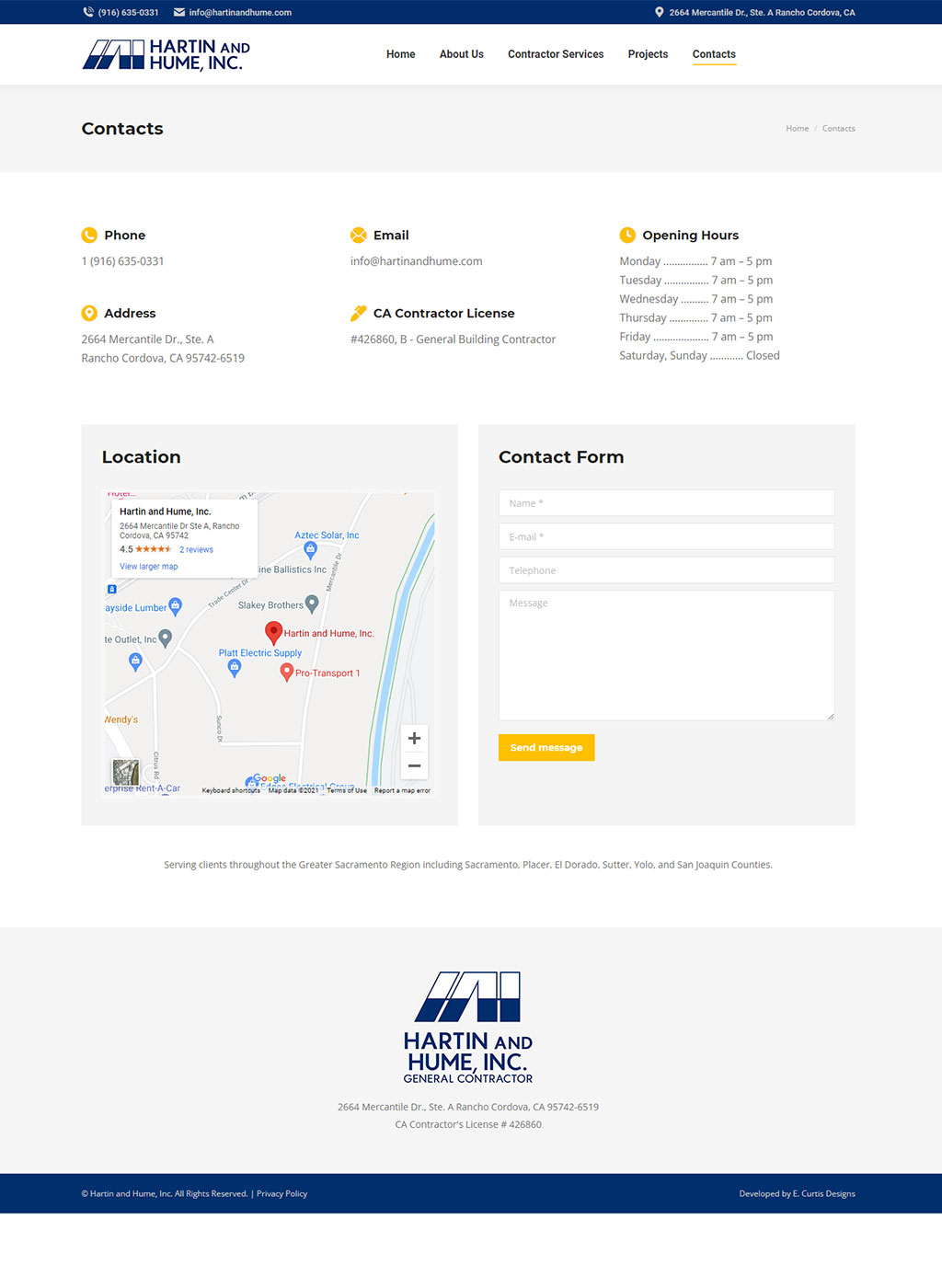 Web development for Hartin and Hume Inc.