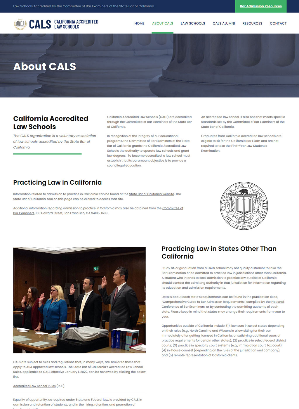 Web development for California Accredited Law Schools (CALS)