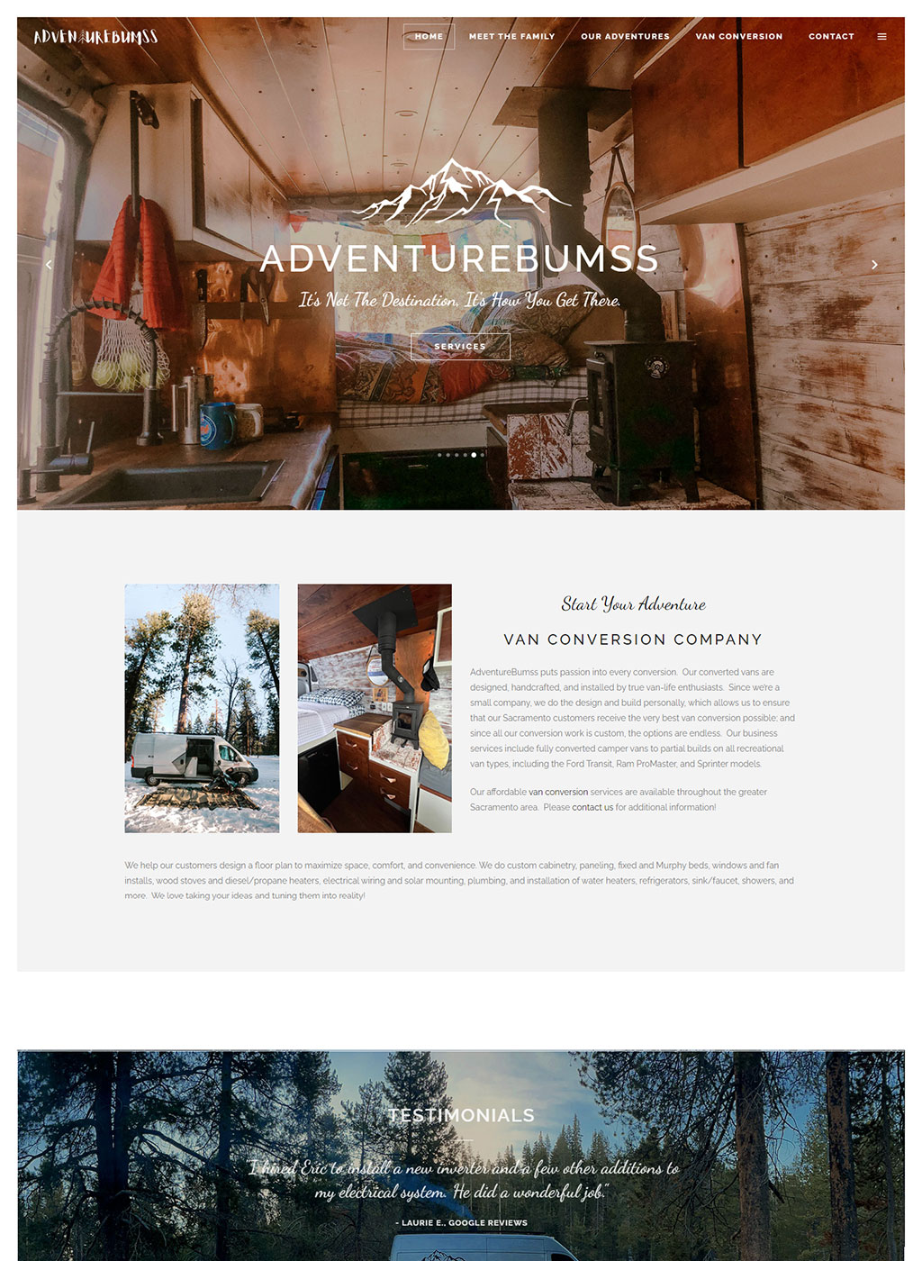Website developed for AdventureBumss LLC