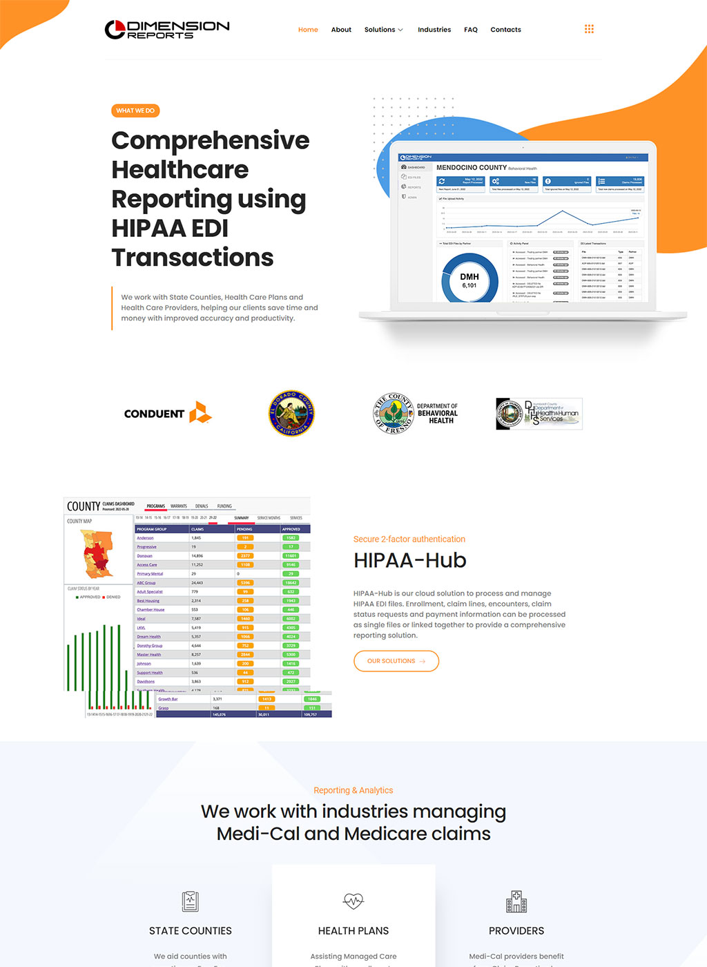 Website developed for Dimension Reports