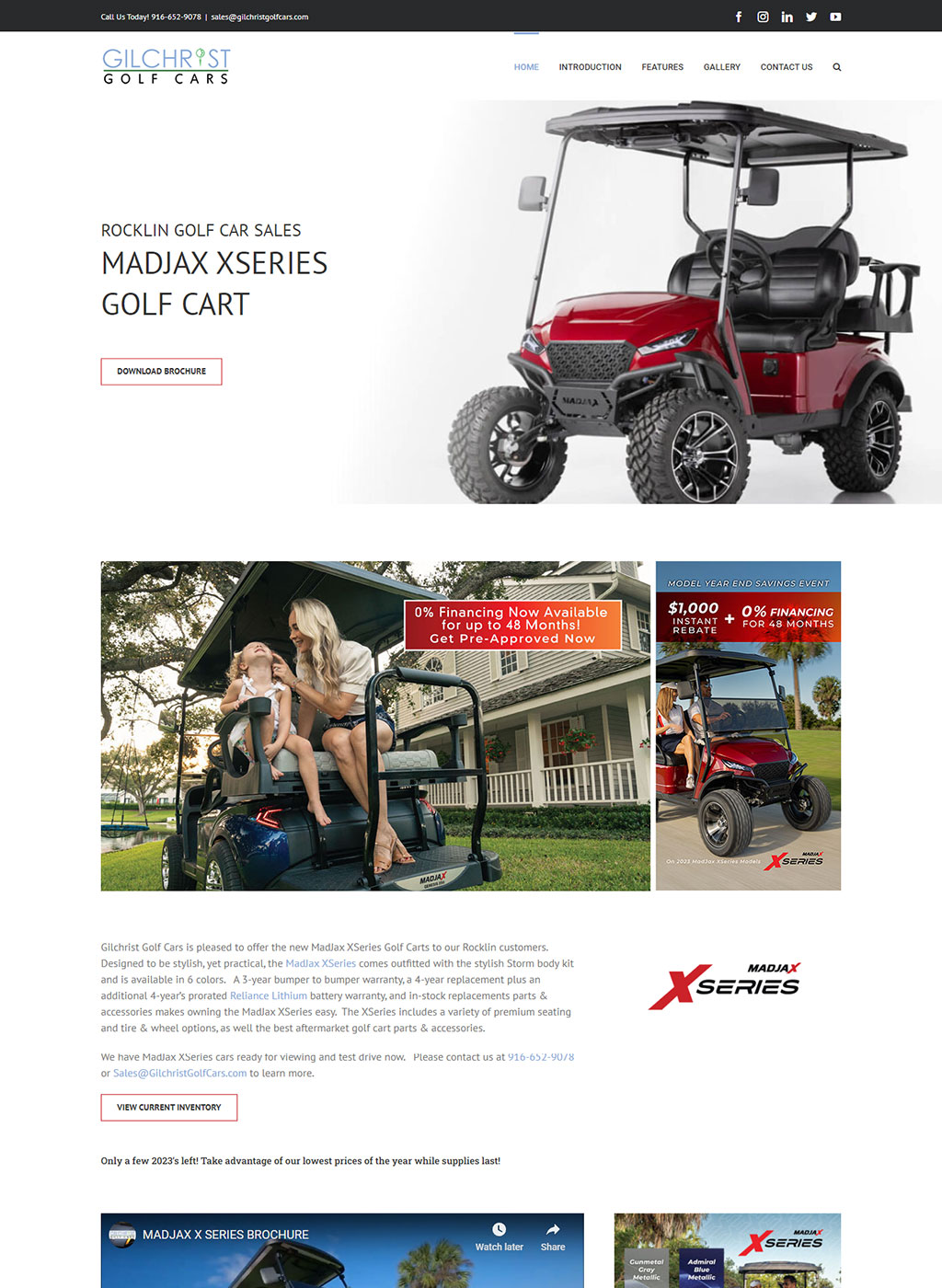 Website developed for XSeries Golf Carts