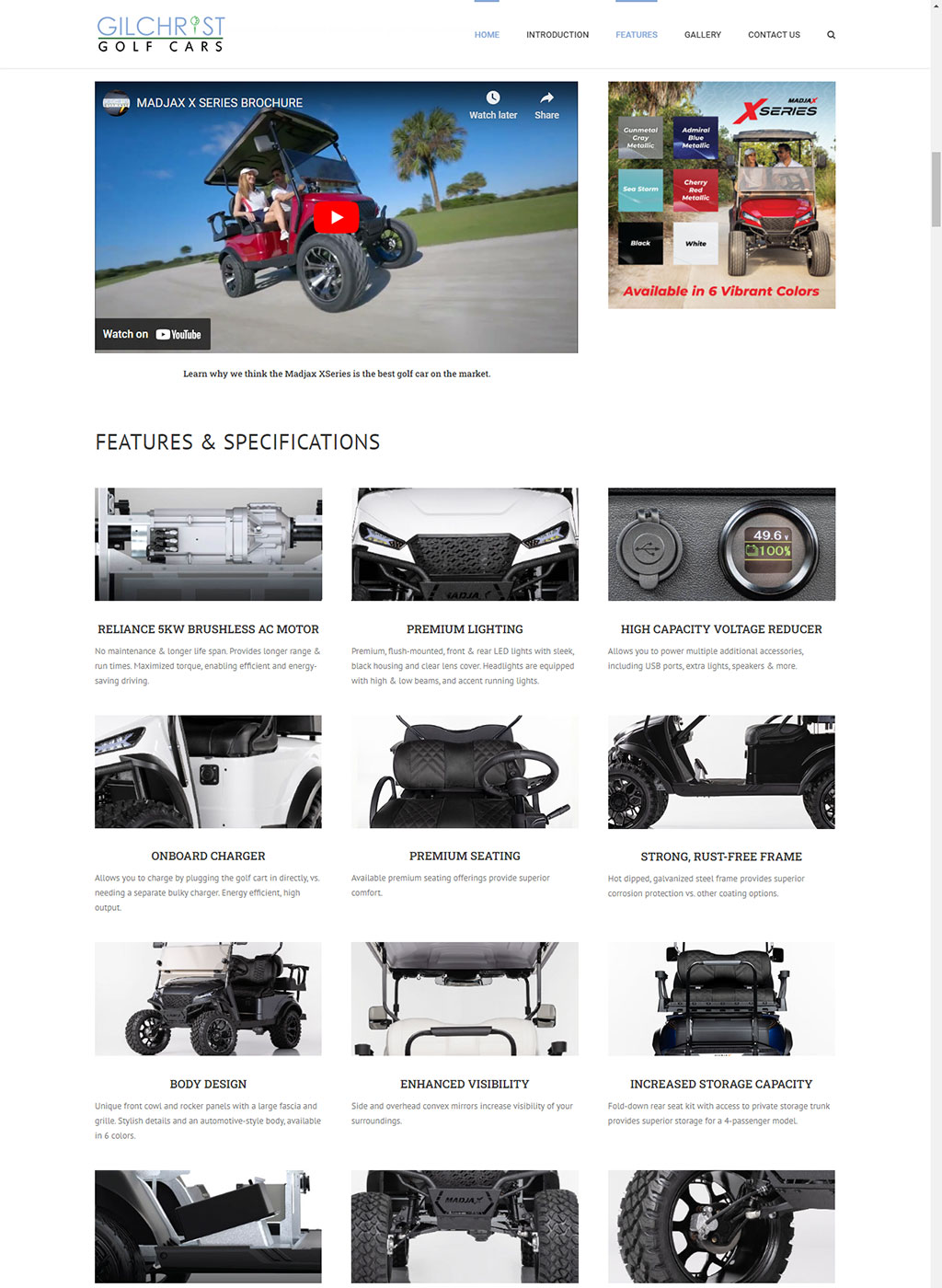 Website developed for XSeries Golf Carts