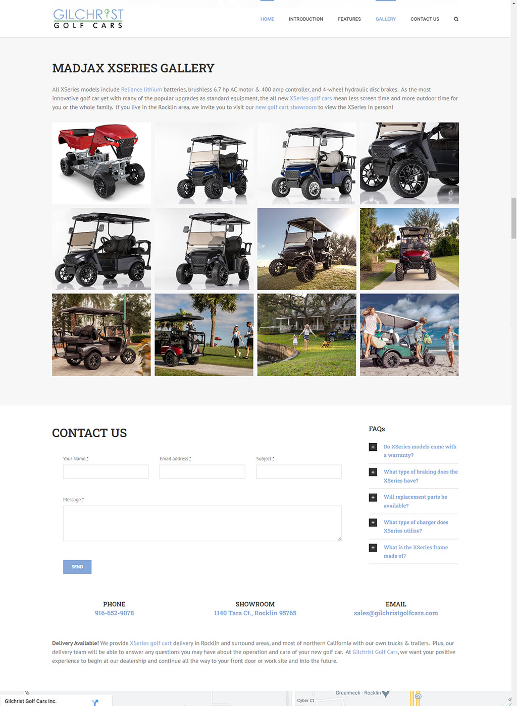 Website developed for XSeries Golf Carts