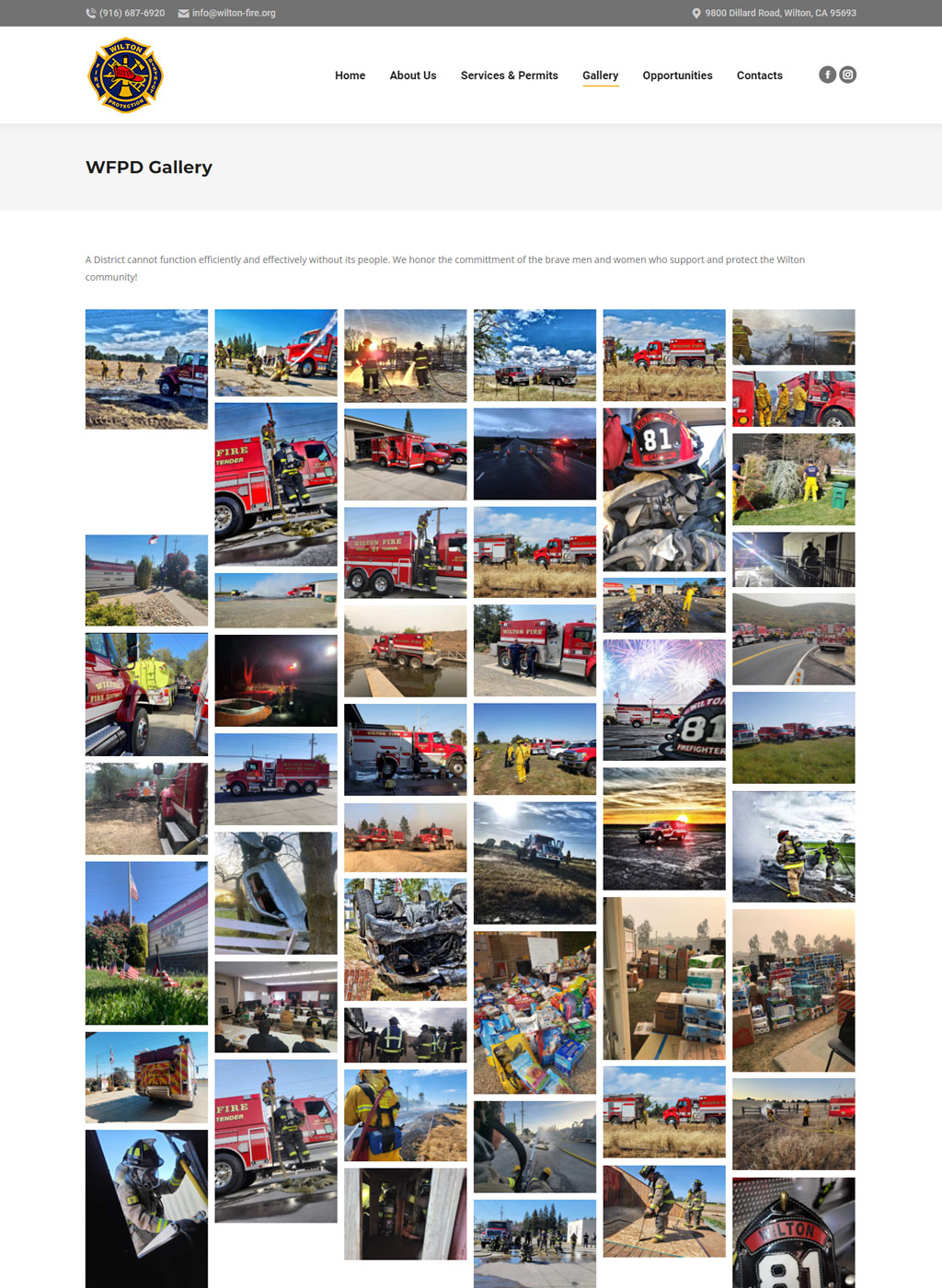 Website developed for Wilton Fire Protection District