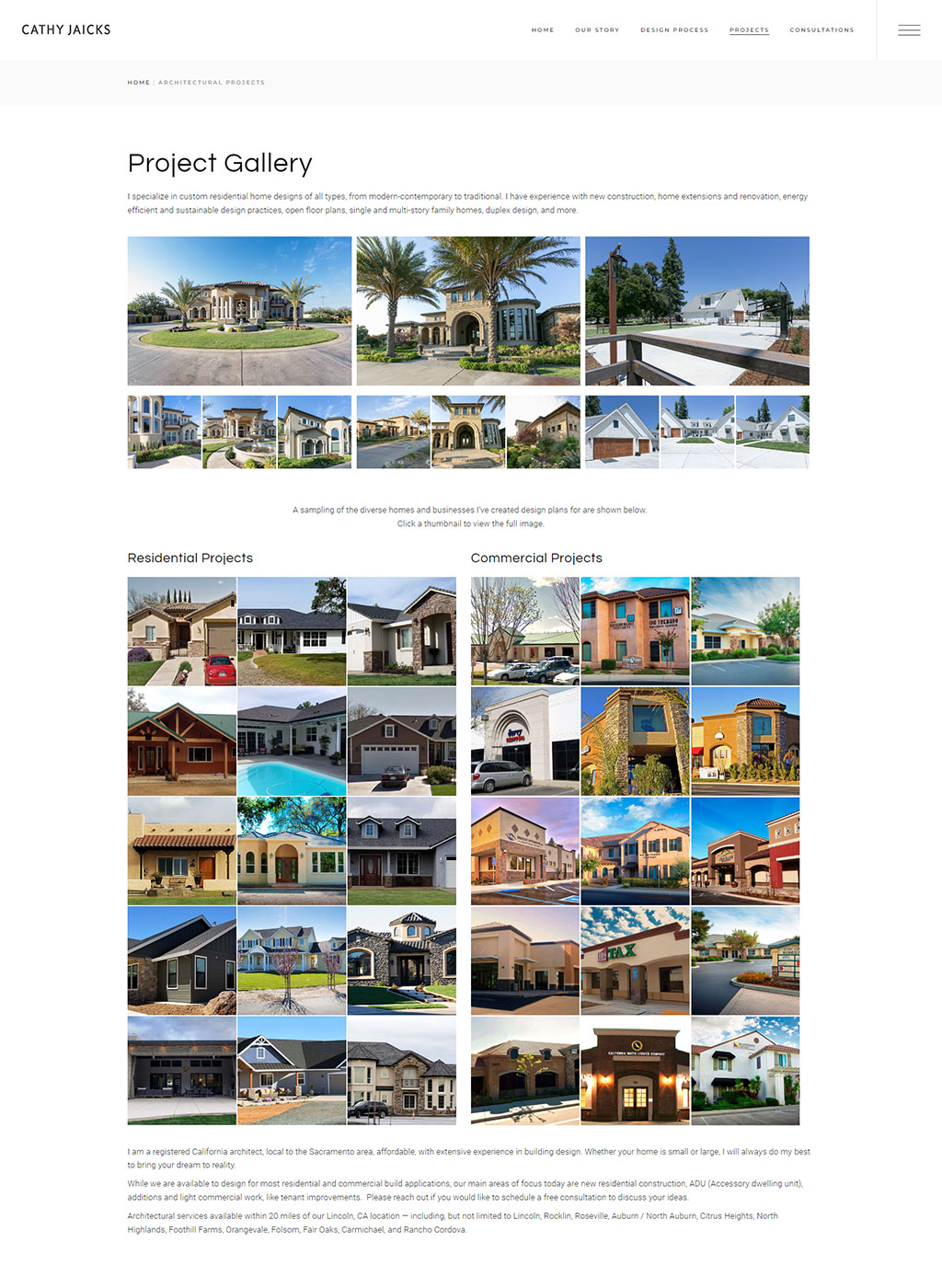 Website developed for Cathy Jaicks Architect