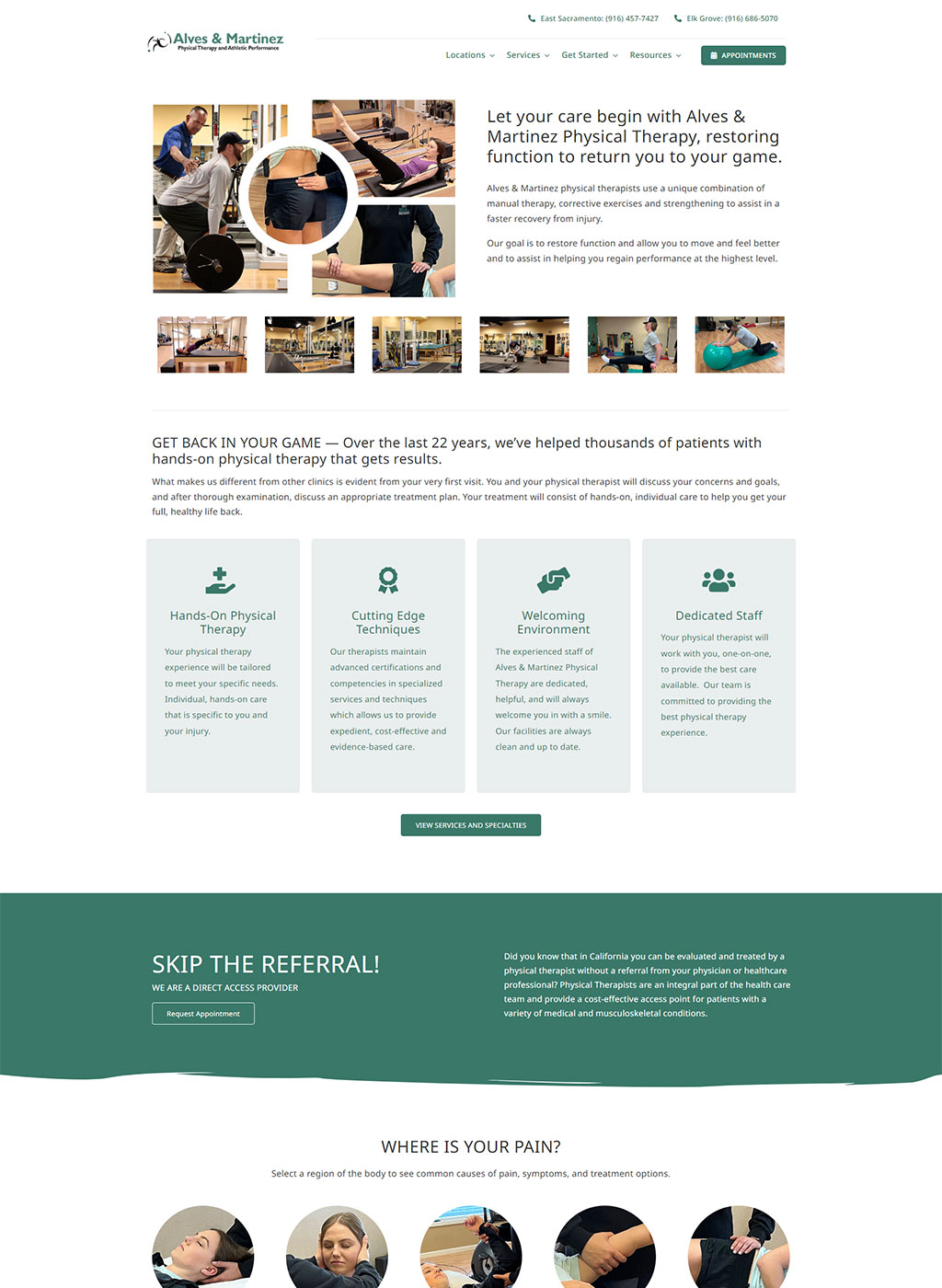 Website developed for Alves & Martinez Physical Therapy