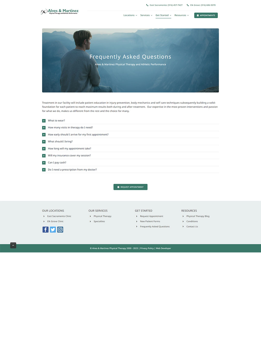 Website developed for Alves & Martinez Physical Therapy