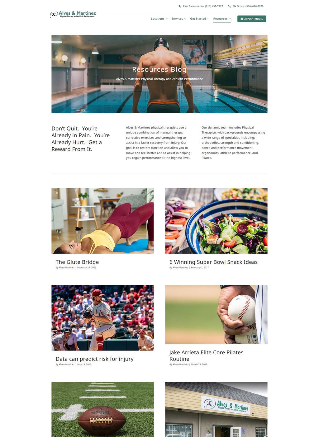 Website developed for Alves & Martinez Physical Therapy