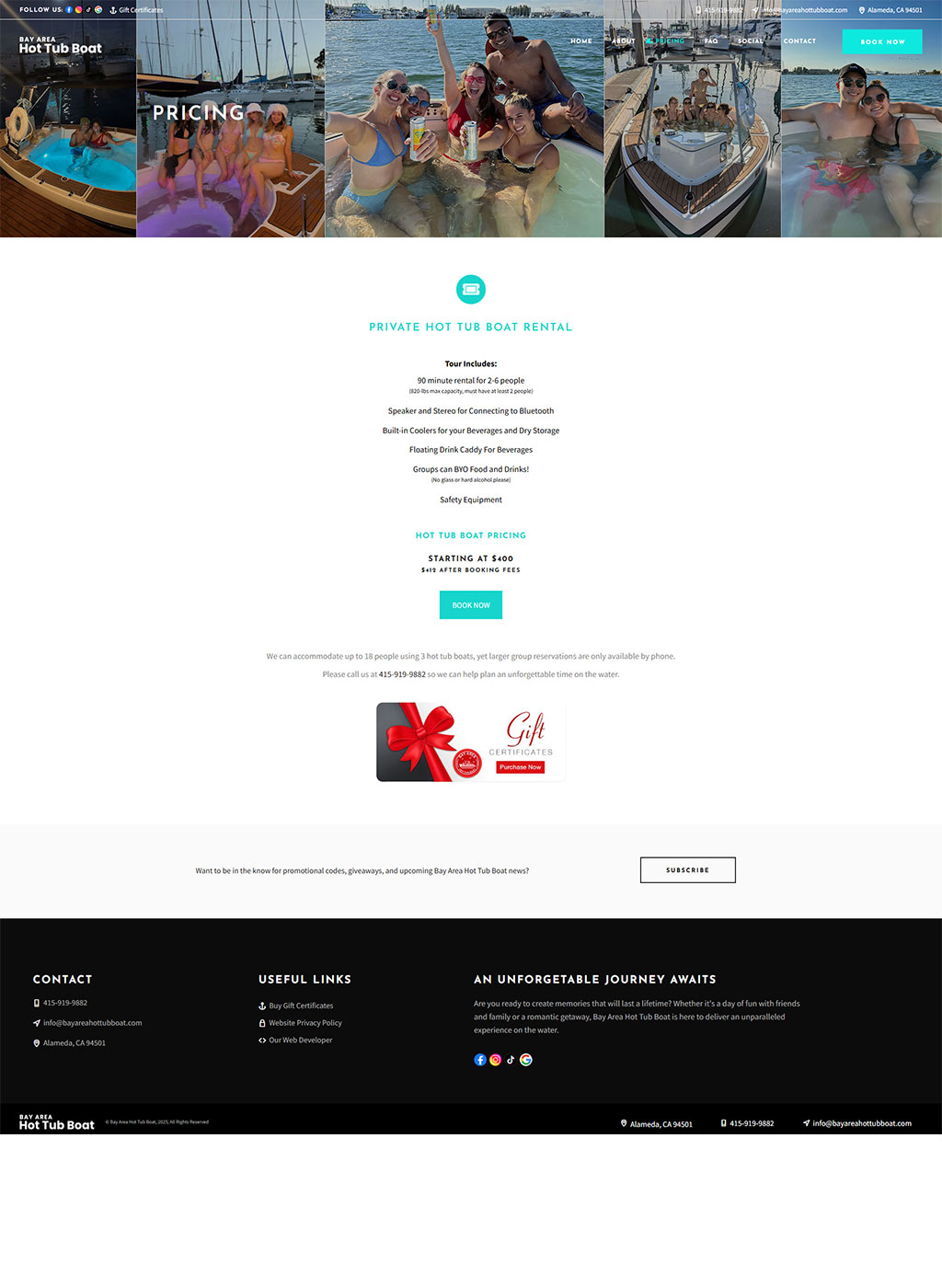 Website developed for Bay Area Hot Tub Boat