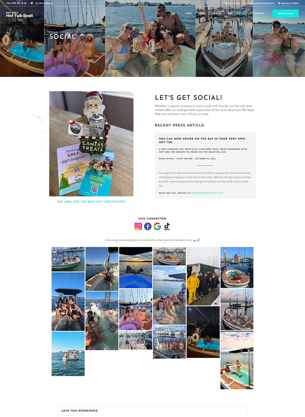 Website developed for Bay Area Hot Tub Boat