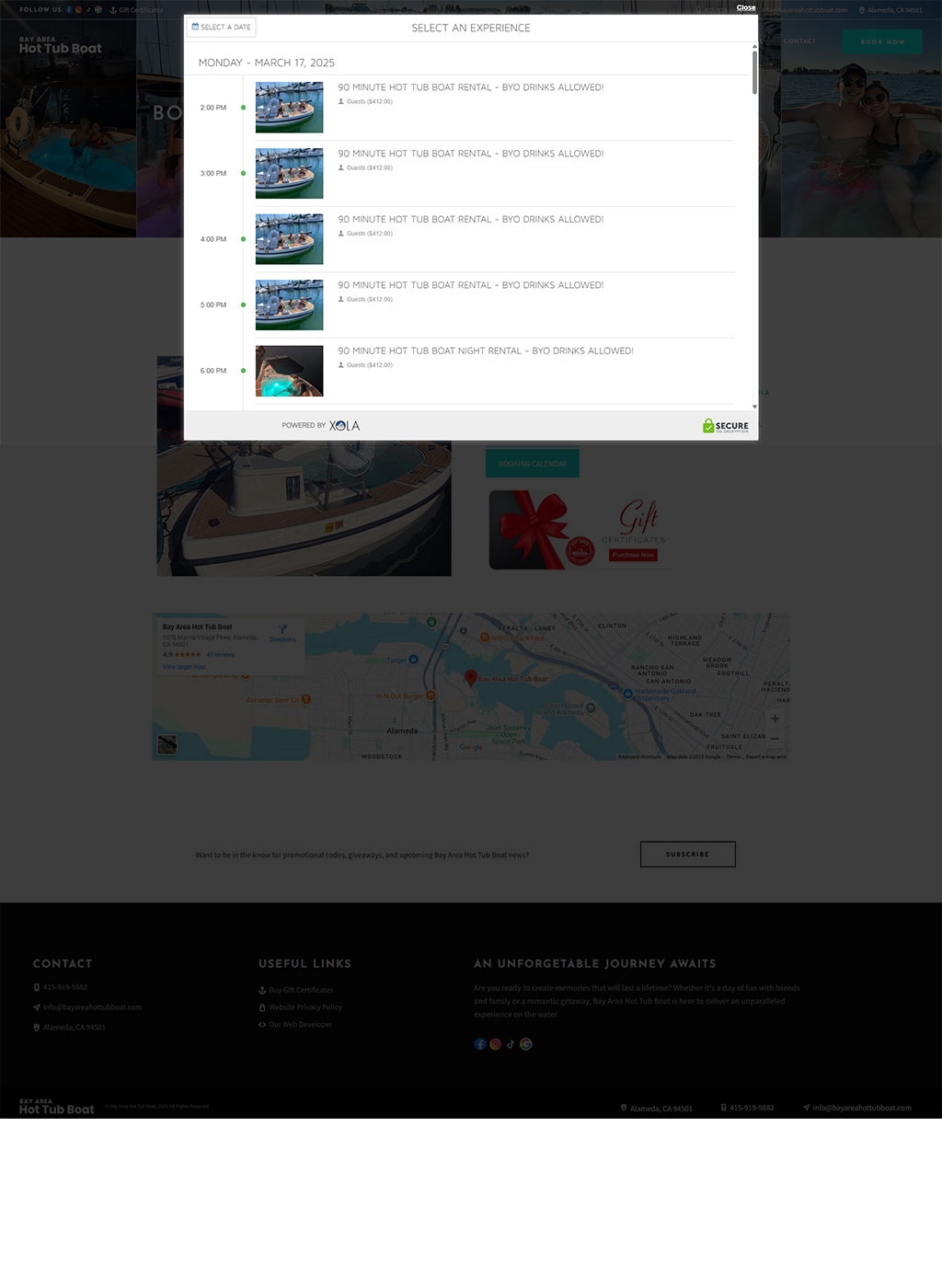 Website developed for Bay Area Hot Tub Boat