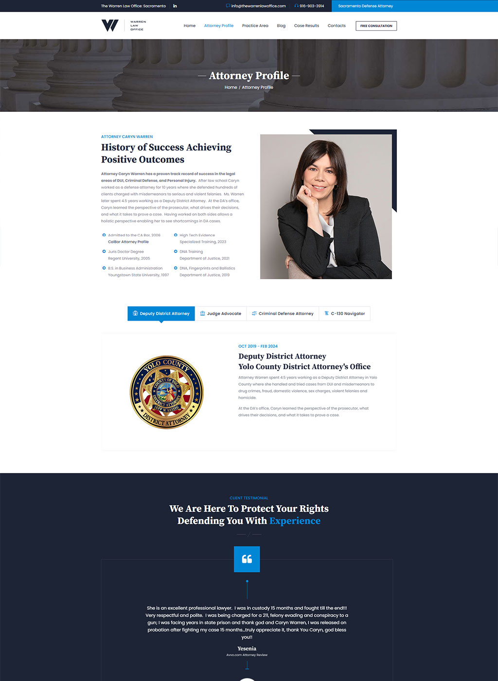 Website developed for the Warren Law Office