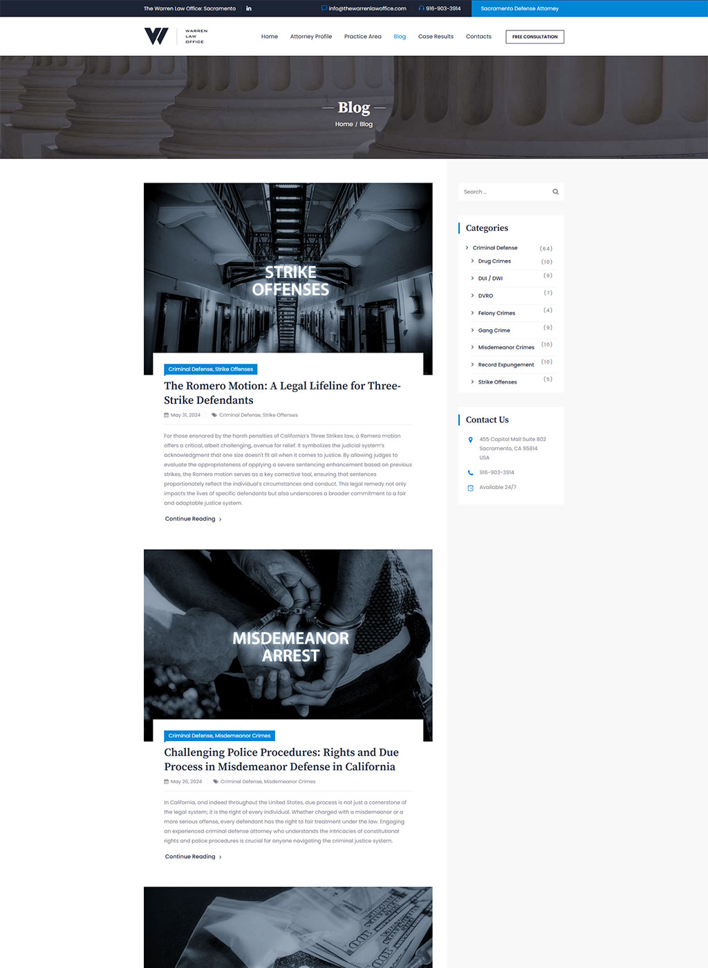Website developed for the Warren Law Office