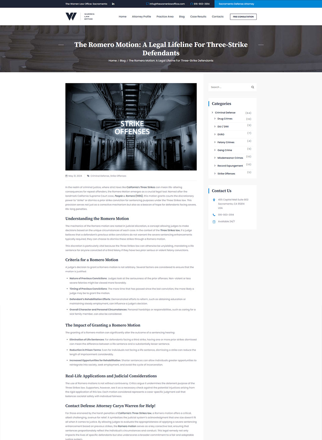 Website developed for the Warren Law Office