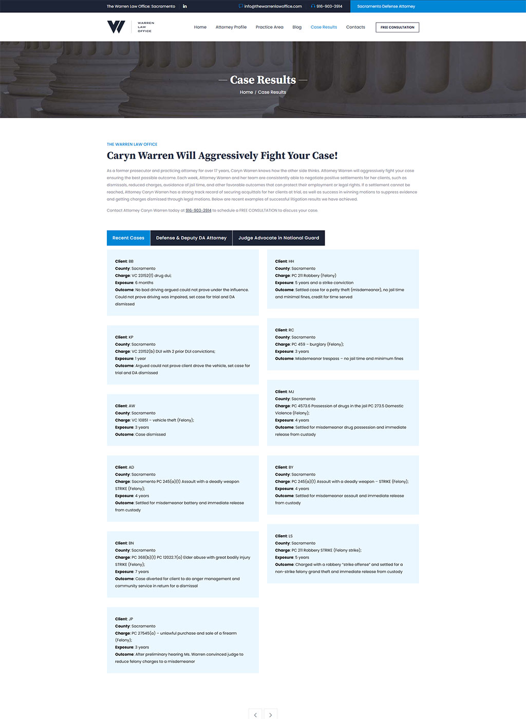 Website developed for the Warren Law Office