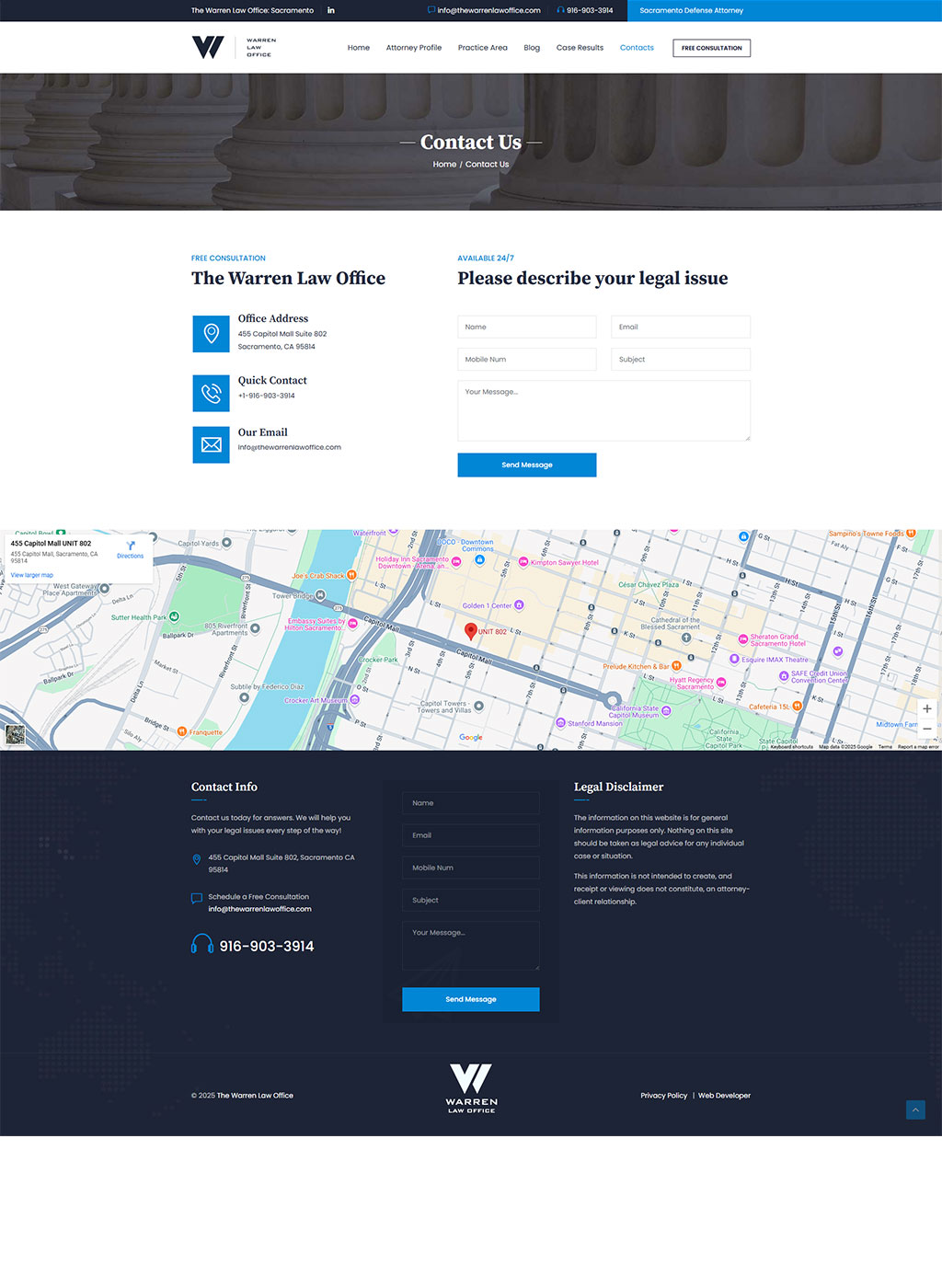 Website developed for the Warren Law Office