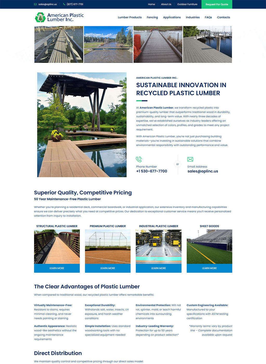 Website developed for American Plastic Lumber Inc