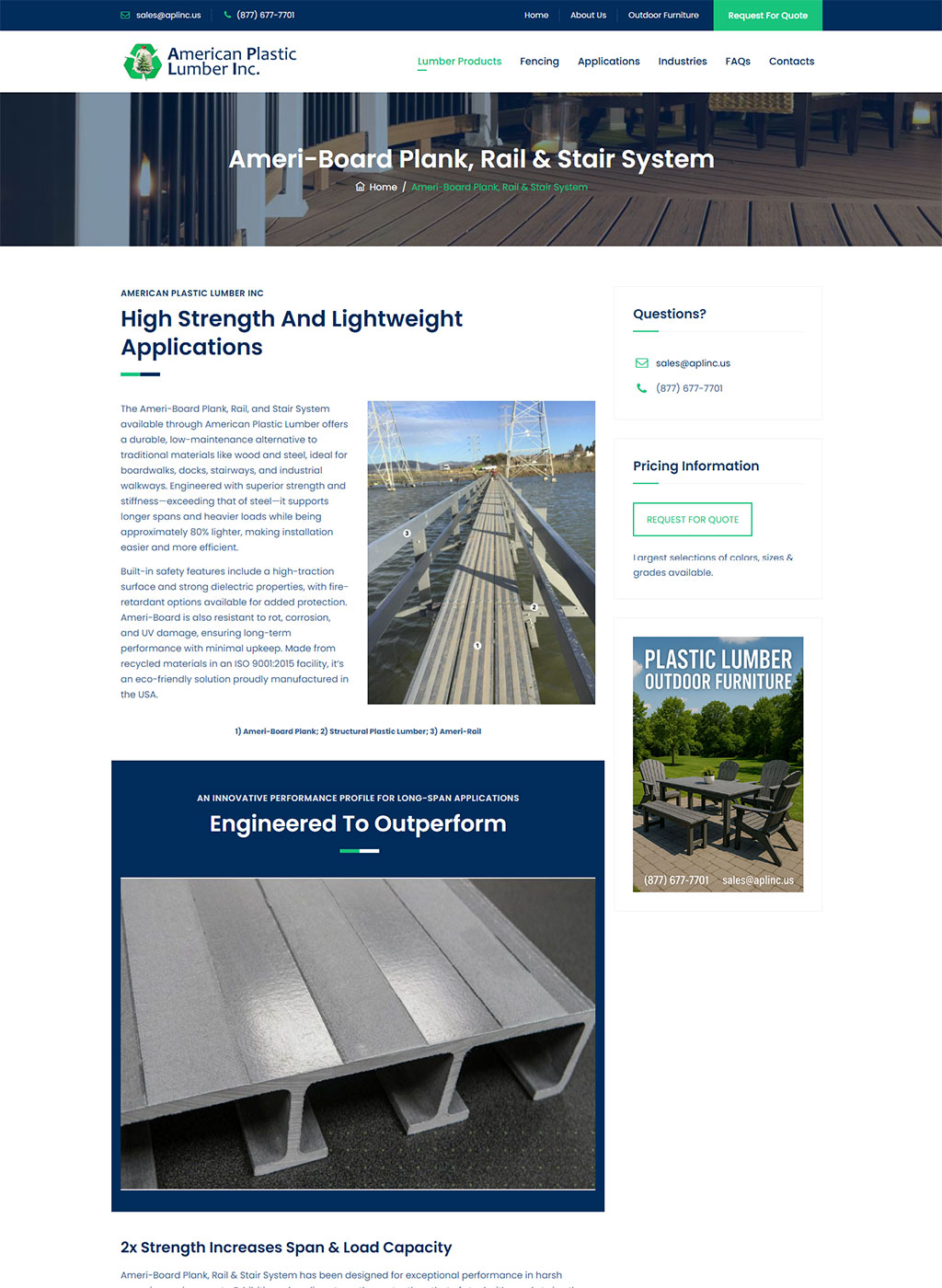 Website developed for American Plastic Lumber Inc