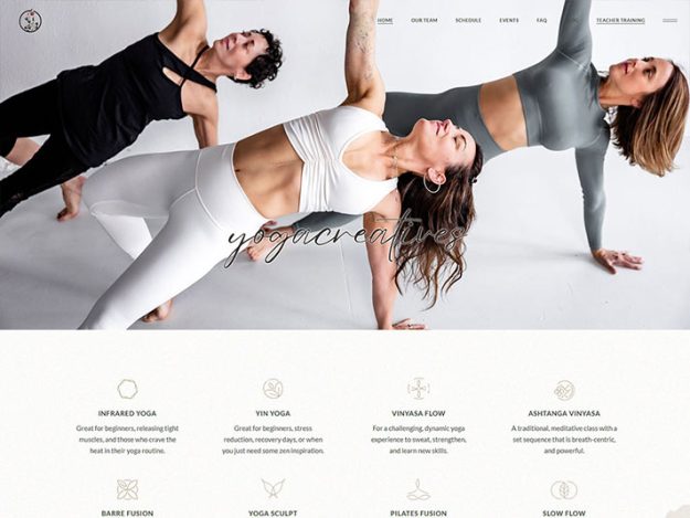 Website developed for Yoga Creatives