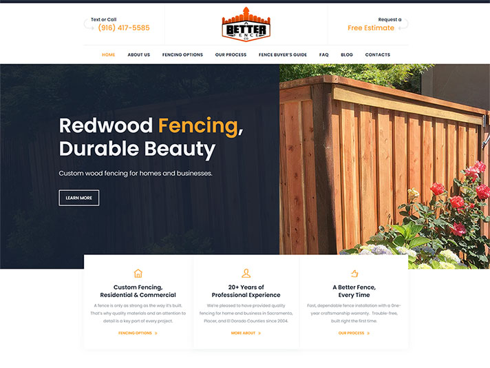 Website developed for for A Better Fence Company