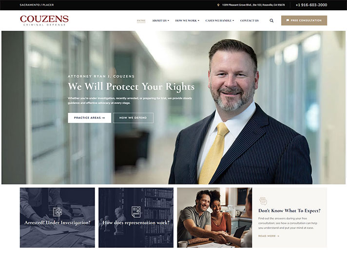 Website developed for Couzens Criminal Defense