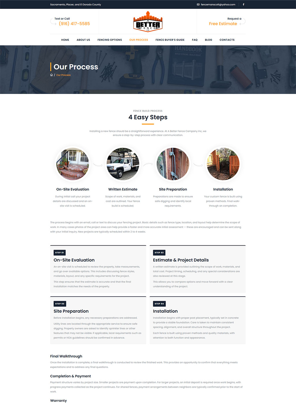 Website developed for A Better Fence Company
