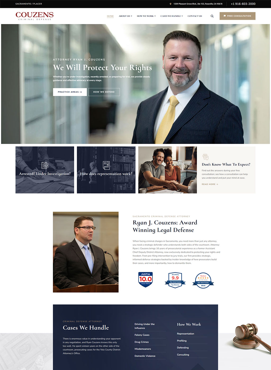 Website developed for Couzens Criminal Defense