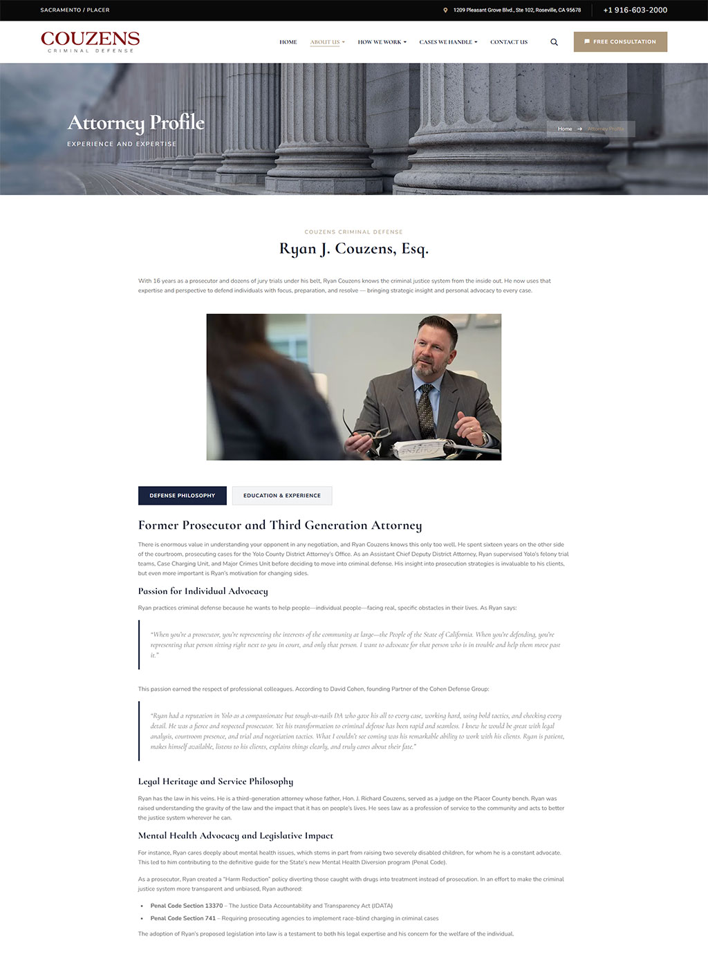 Website developed for Couzens Criminal Defense
