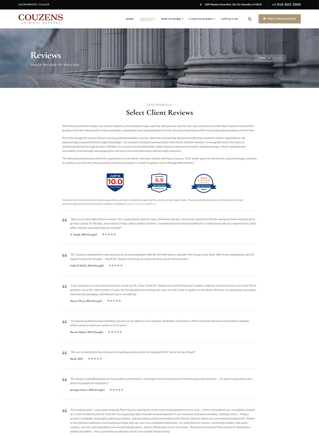Website developed for Couzens Criminal Defense