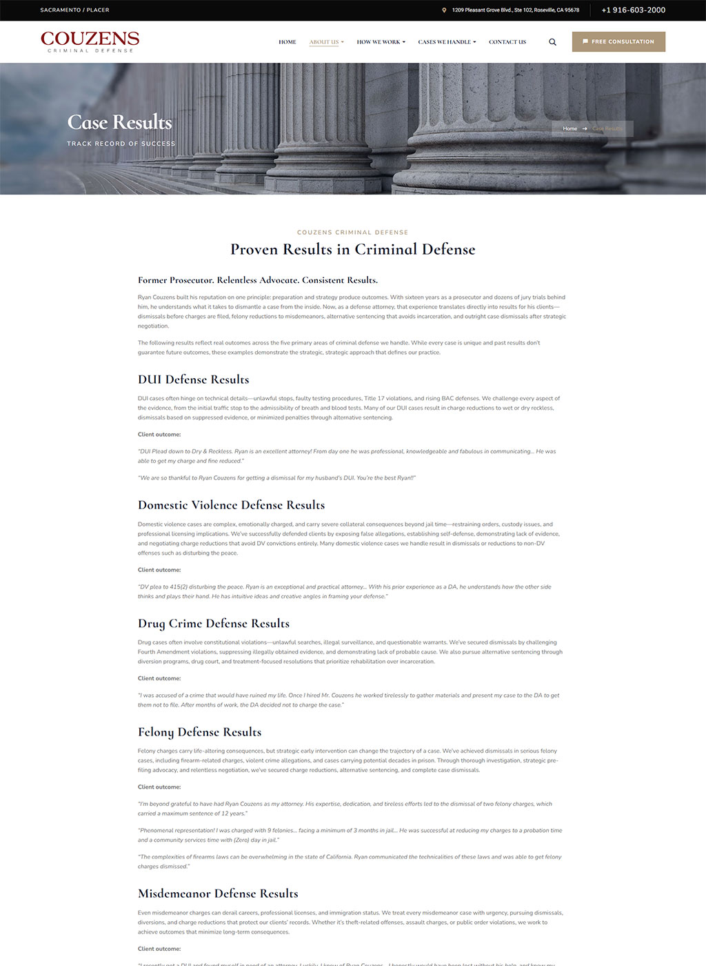 Website developed for Couzens Criminal Defense