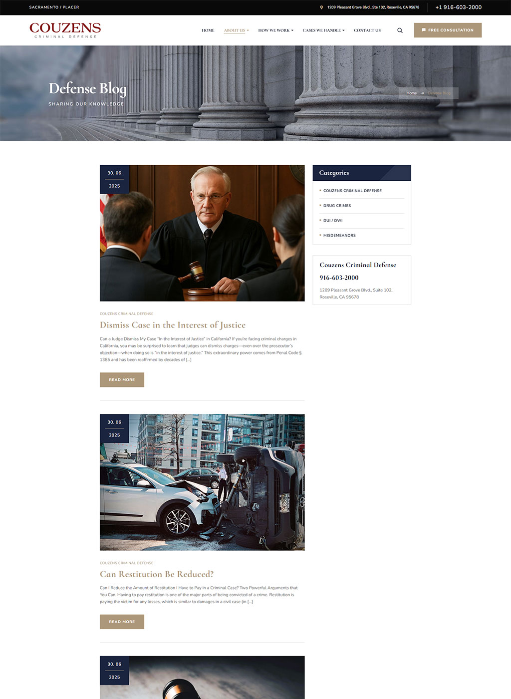 Website developed for Couzens Criminal Defense