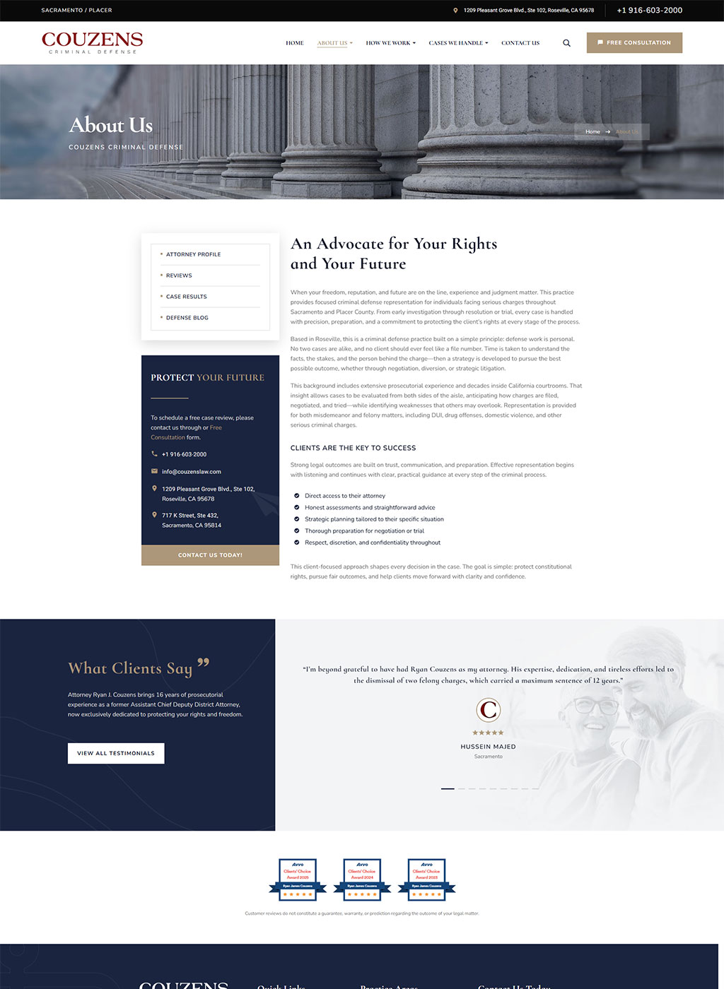 Website developed for Couzens Criminal Defense