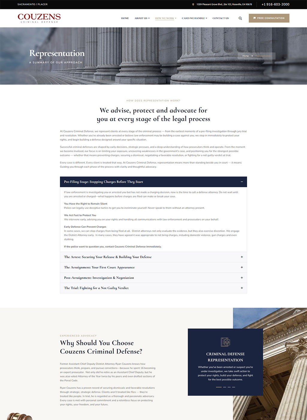 Website developed for Couzens Criminal Defense