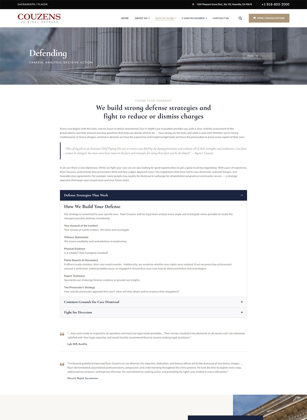 Website developed for Couzens Criminal Defense